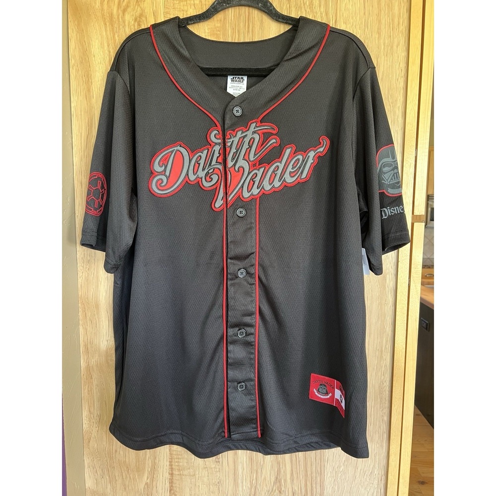 Disney Parks Star Wars Darth Vader Baseball Jersey LARGE Walt Disney World NWT